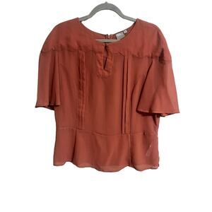 asos Sheer Peplum Flutter Sleeve  Blouse 16
